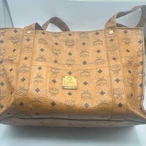 MCM brown Visetos shoulder tote bag